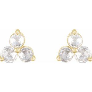 14K Yellow Gold 1/3 CTW Rose-Cut Natural Diamond Three-Stone Earrings – image 2