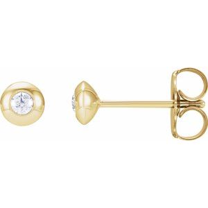 14K Yellow Gold .06 CTW Natural Diamond Domed Bezel-Set Earrings