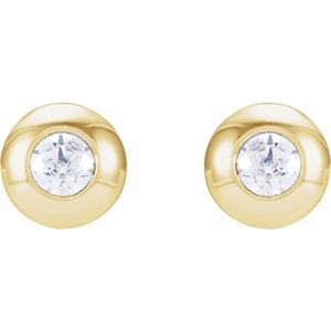 14K Yellow Gold .06 CTW Natural Diamond Domed Bezel-Set Earrings