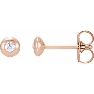 14K Rose Gold .06 CTW Natural Diamond Domed Bezel-Set Earrings