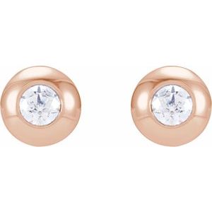 14K Rose Gold .06 CTW Natural Diamond Domed Bezel-Set Earrings – image 2
