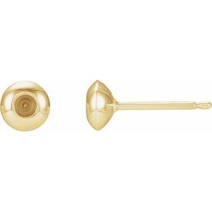 14K Yellow Gold 4.5 mm Round Domed Bezel-Set Earring Mounting