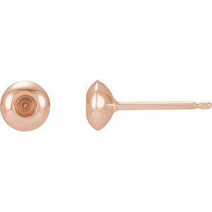 14K Rose Gold 2.5 mm Round Domed Bezel-Set Earring Mounting