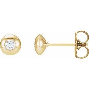 14K Yellow Gold 1/8 CTW Natural Diamond Domed Bezel-Set Earrings