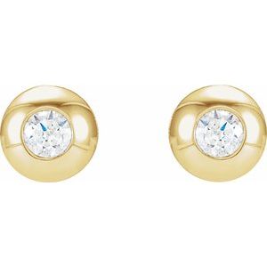 14K Yellow Gold 1/8 CTW Natural Diamond Domed Bezel-Set Earrings – image 2