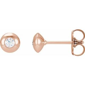 14K Rose Gold 1/8 CTW Natural Diamond Domed Bezel-Set Earrings