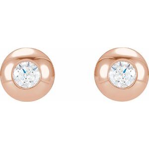14K Rose Gold 1/8 CTW Natural Diamond Domed Bezel-Set Earrings – image 2