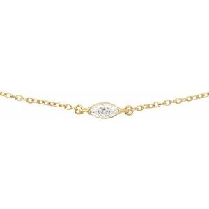 14K Yellow Gold 1/4 CT Lab-Grown Diamond 16-18" Necklace