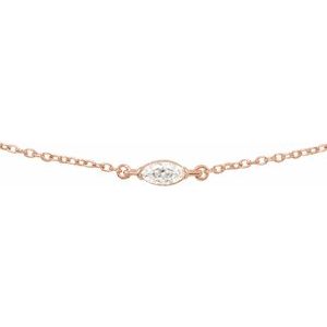 14K Rose Gold 1/4 CT Lab-Grown Diamond 16-18" Necklace