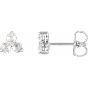 Sterling Silver 1/8 CTW Natural Diamond Three-Stone Earrings