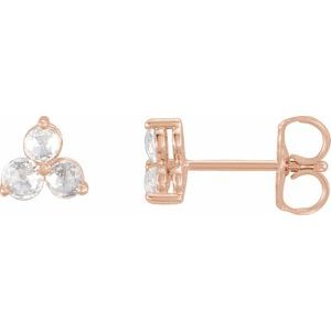 14K Rose Gold 1/8 CTW Lab-Grown Diamond Three-Stone Earrings