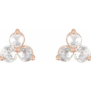 14K Rose Gold 1/5 CTW Rose-Cut Natural Diamond Three-Stone Earrings – image 2