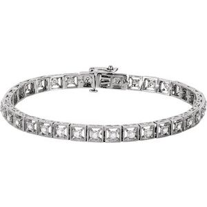 14K White Gold 1/2 CTW Natural Diamond Line 7" Bracelet