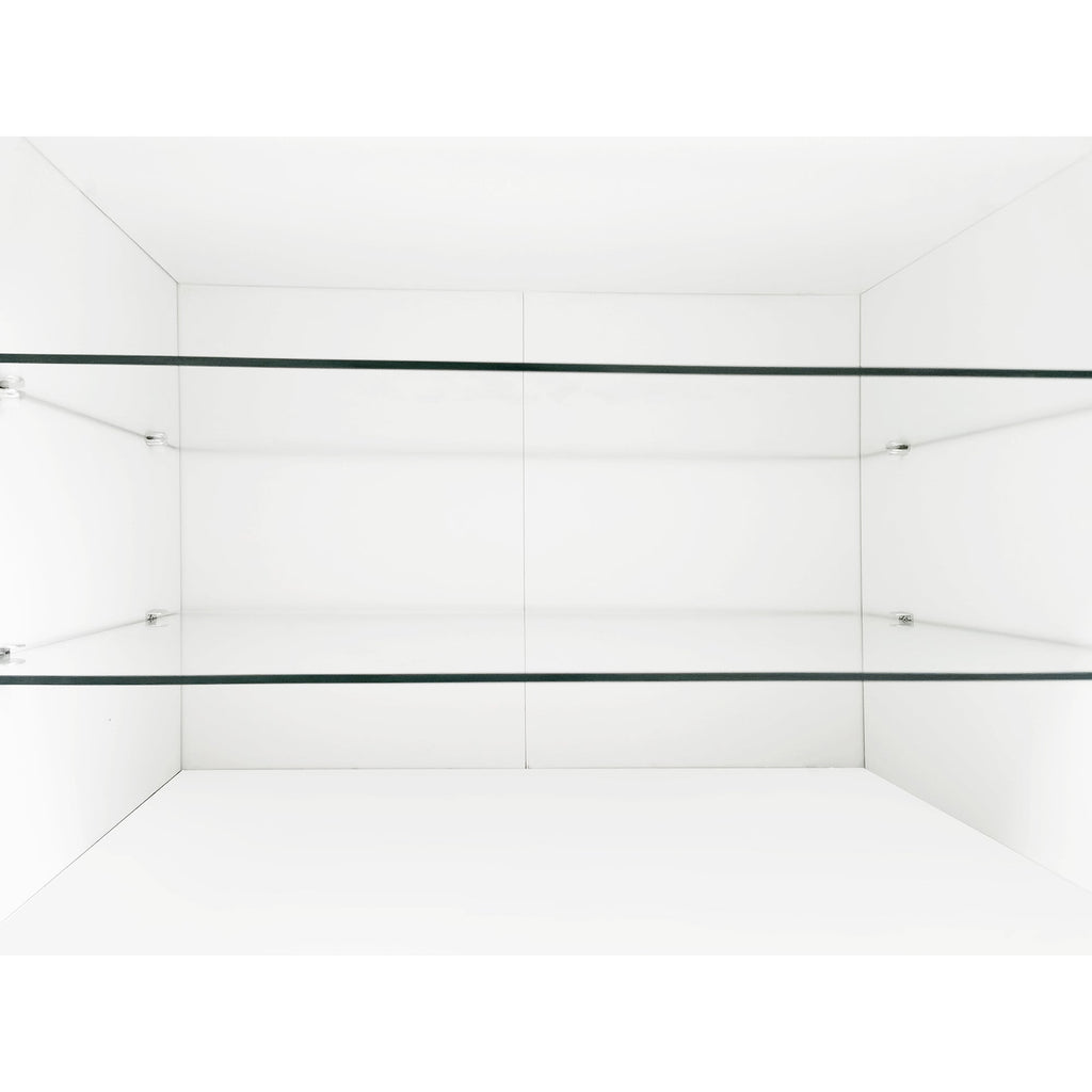 ON-TREND Unique Design TV Stand with 2 Glass Shelves, Ample Storage Space Media Console for TVs Up to 105', Versatile TV Cabinet with LED Color Changing Lights for Living Room, White