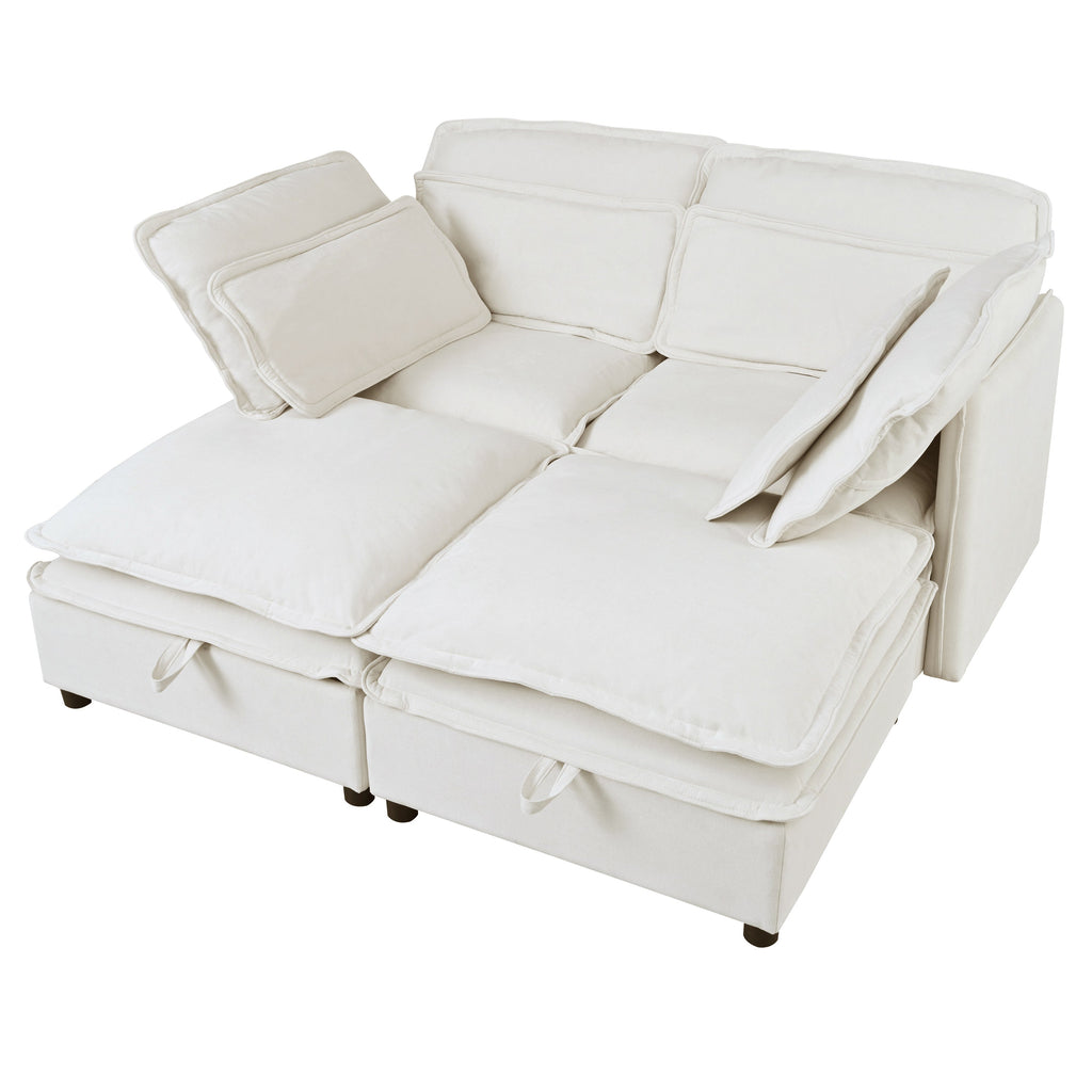 U_Style Double-Layer Cushion Modular Sofa, Freely Combinable, 4-Seater with Storage Function, Includes 4 Soft Cushions, Perfect for Living Rooms, Offices, and Apartments
