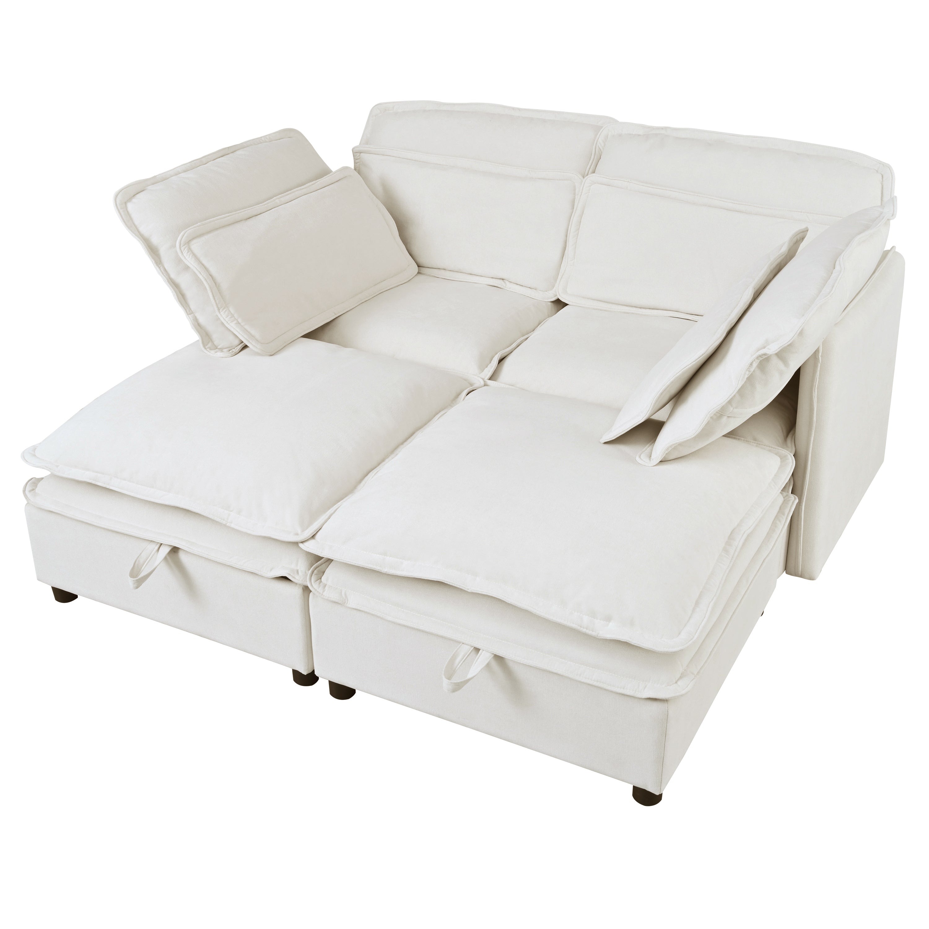 U_Style Double-Layer Cushion Modular Sofa, Freely Combinable, 4-Seater with Storage Function, Includes 4 Soft Cushions, Perfect for Living Rooms, Offices, and Apartments