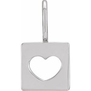 Platinum Pierced Heart Charm/Pendant