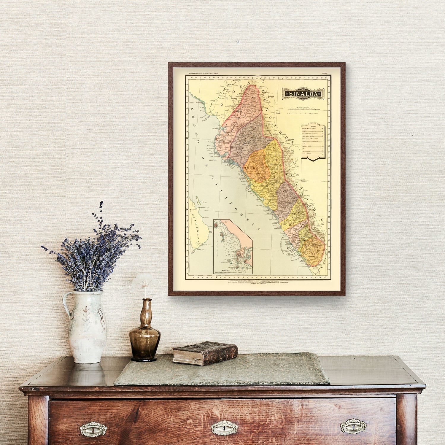 Vintage Map of Sinaloa Mexico, 1886