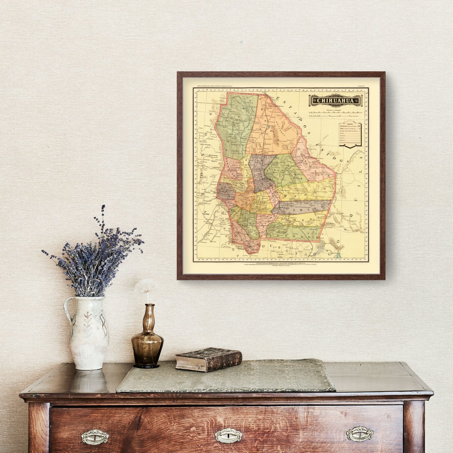 Vintage Map of Chihuahua Mexico, 1886