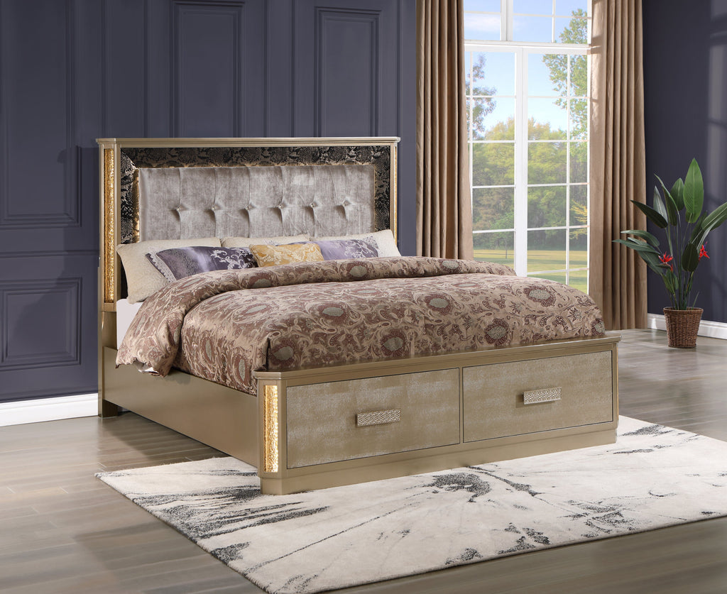 Medusa Queen 5PC Bedroom set Made with Wood in Gold (NJ Inventory)