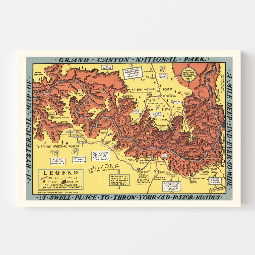 Vintage Map of Grand Canyon National Park 1940
