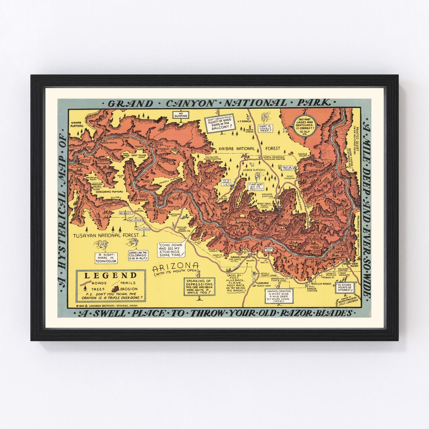 Vintage Map of Grand Canyon National Park 1940