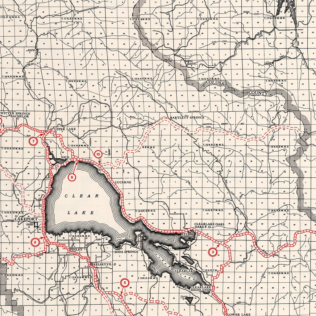 Vintage Map of Lake County, California 1935