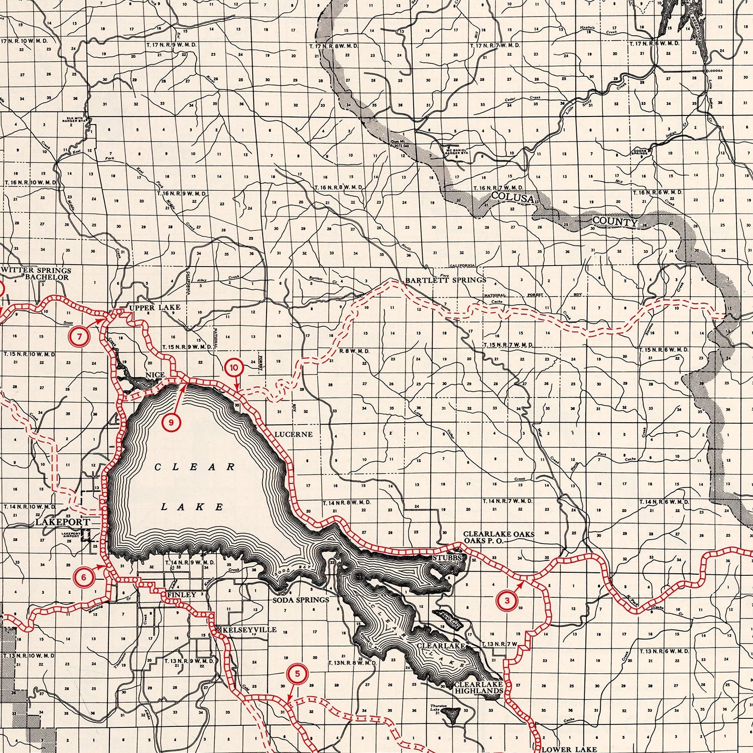 Vintage Map of Lake County, California 1935