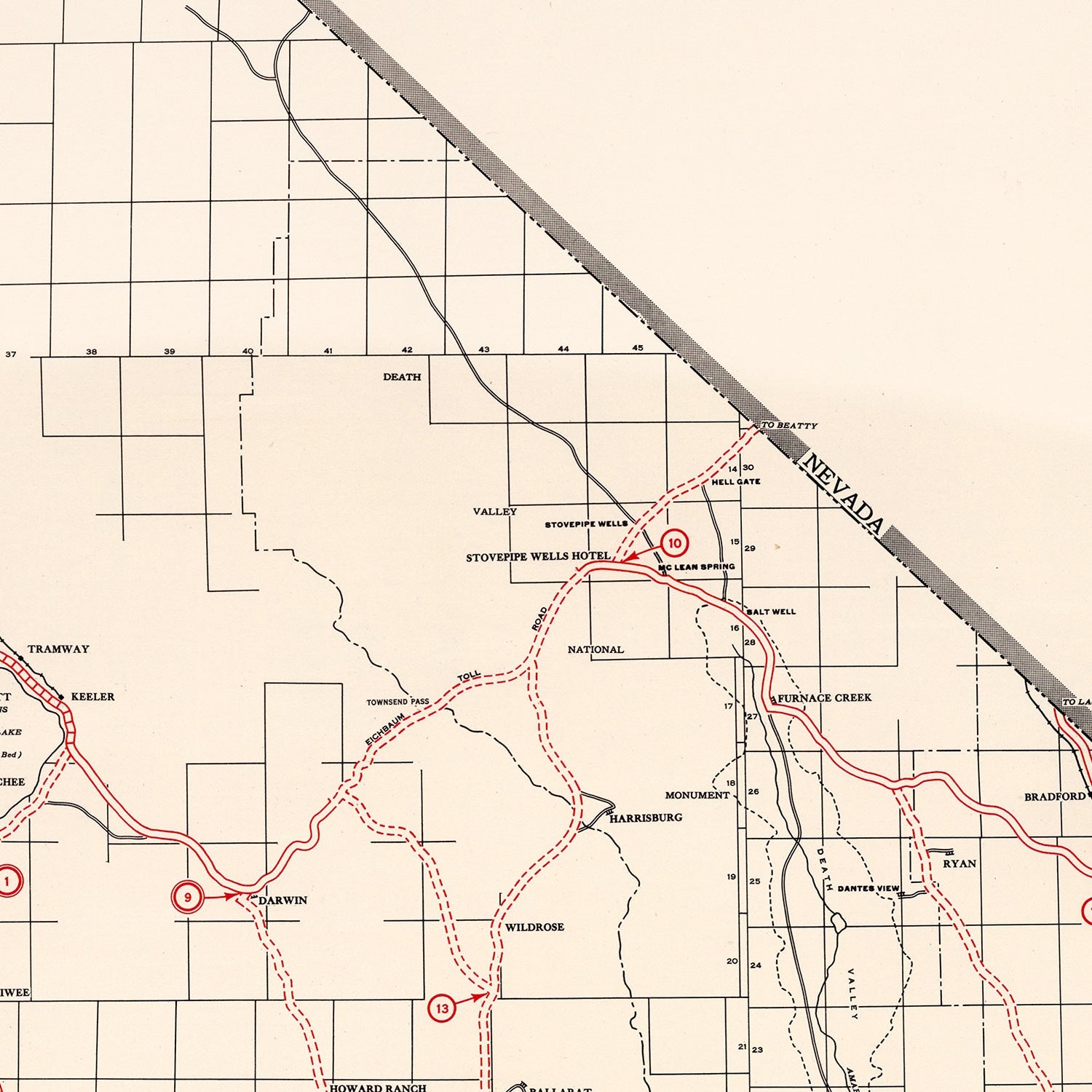 Vintage Map of Inyo County, California 1935