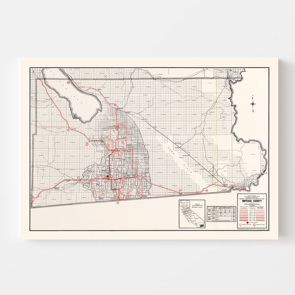 Vintage Map of Imperial County, California 1935