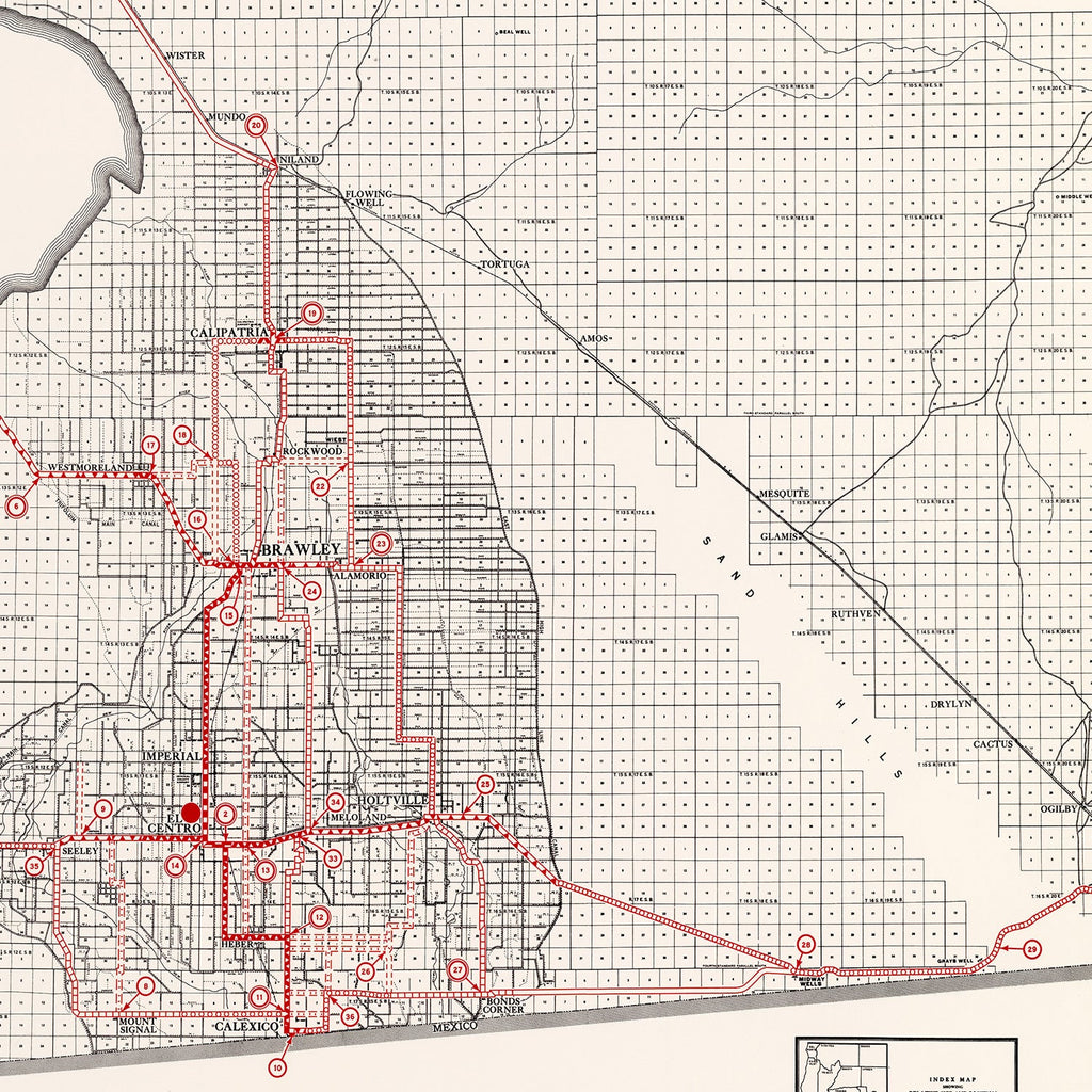 Vintage Map of Imperial County, California 1935