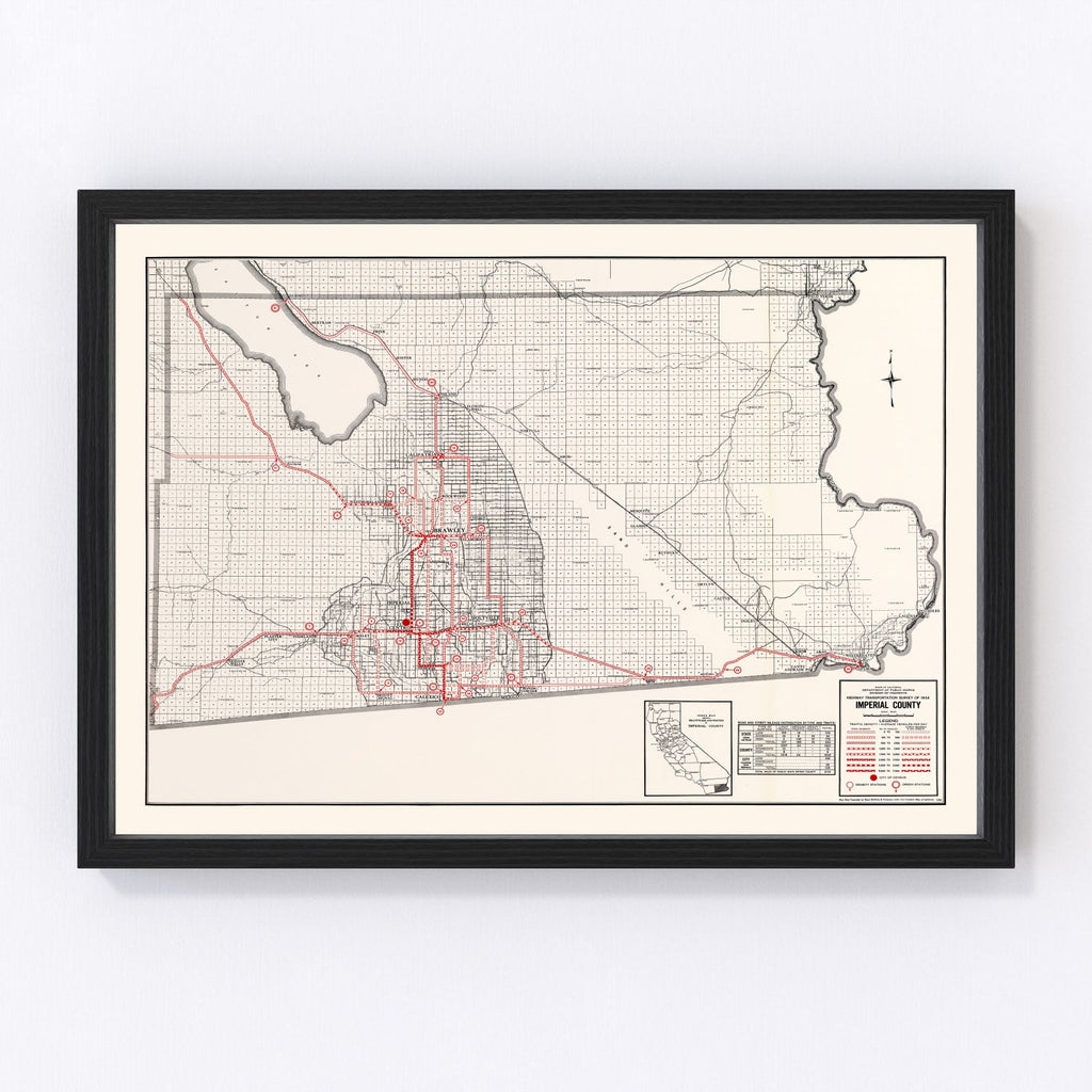 Vintage Map of Imperial County, California 1935