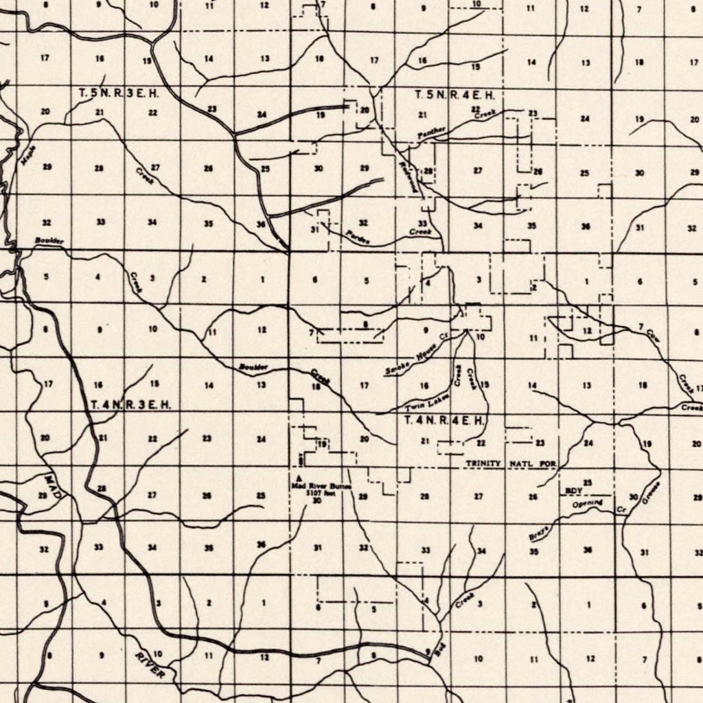 Vintage Map of Humboldt County, California 1935