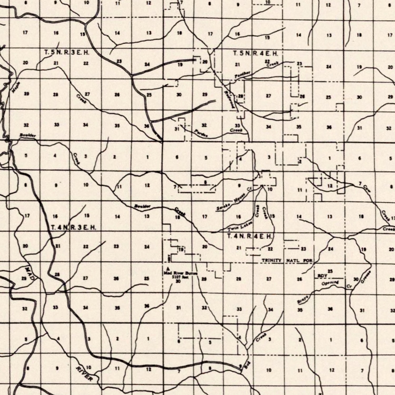 Vintage Map of Humboldt County, California 1935