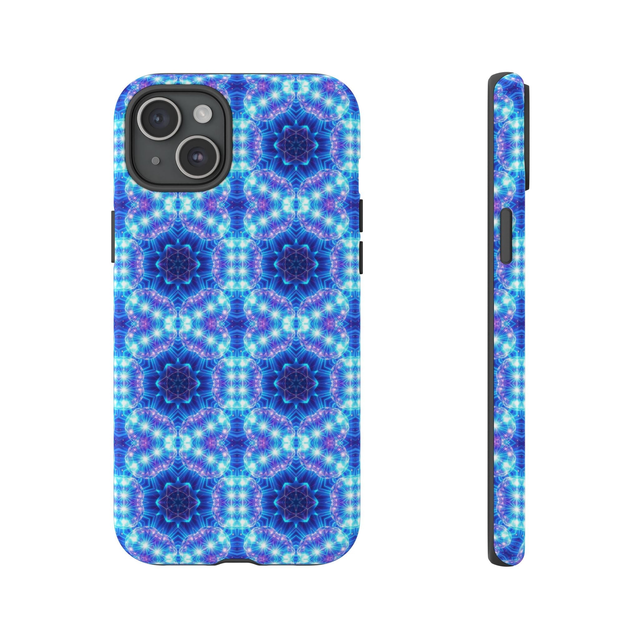 Blue Mandalas with Neon Lights Tough Phone Cases