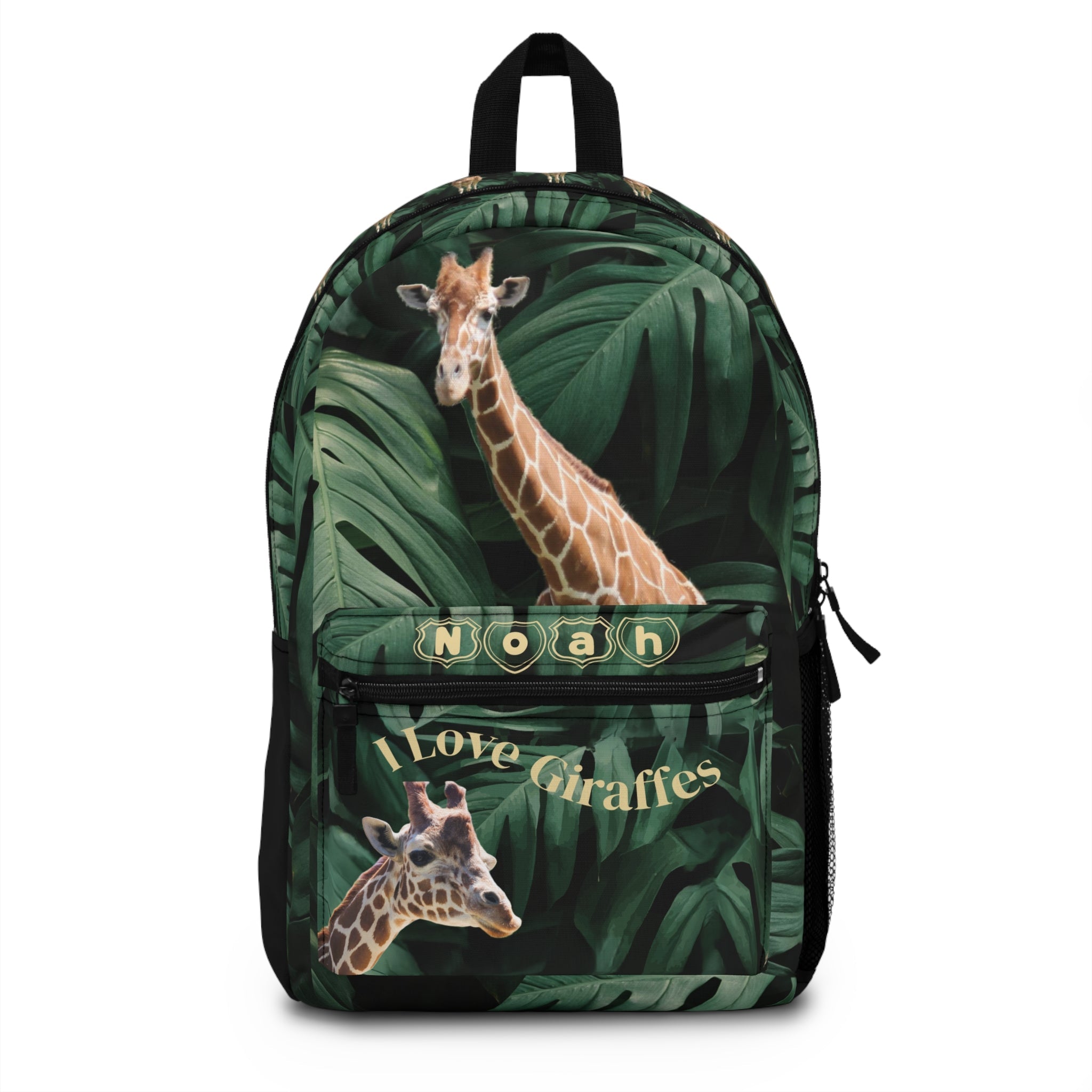 Giraffe Jungle Print Backpack | I Love Giraffes | Personalized Name