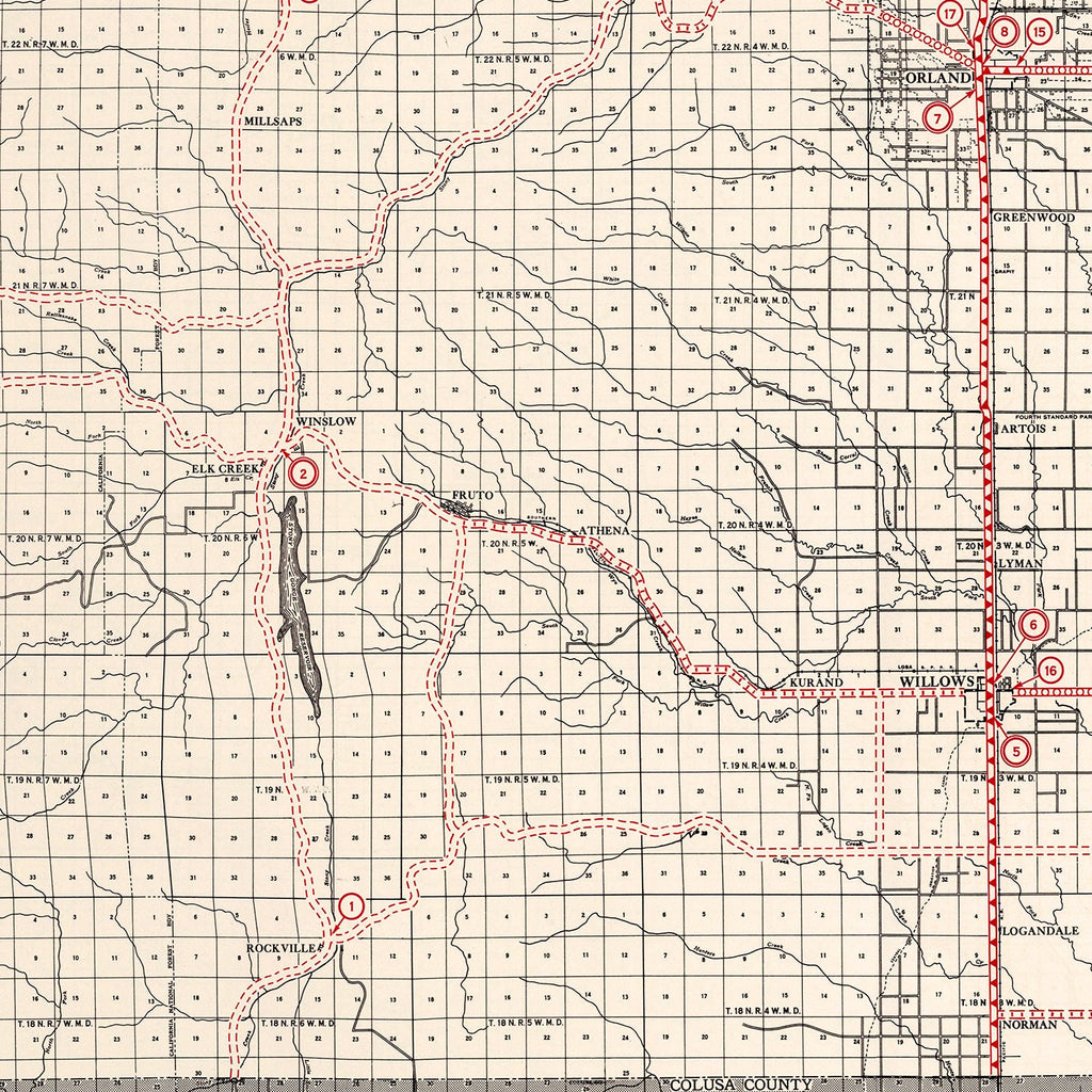 Vintage Map of Glenn County, California 1935