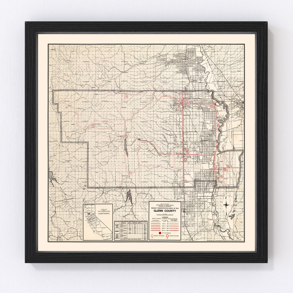 Vintage Map of Glenn County, California 1935