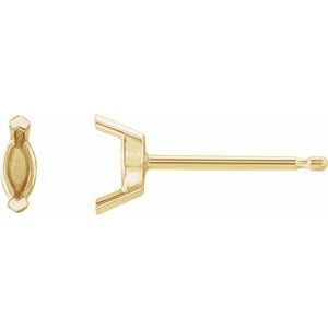 14K Yellow Gold 5x2.5 mm Marquise V-Prong Earring Mounting