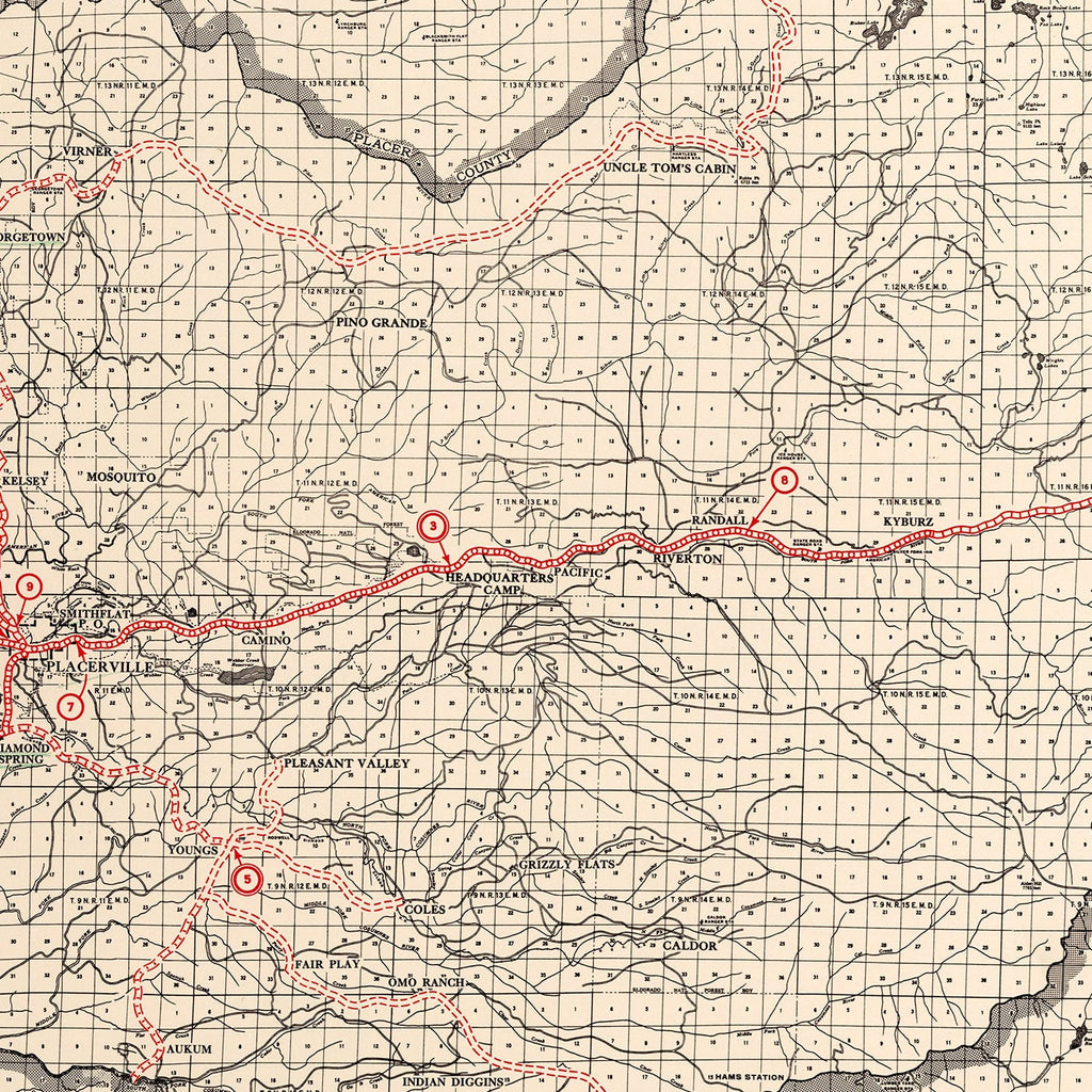 Vintage Map of Eldorado County, California 1935