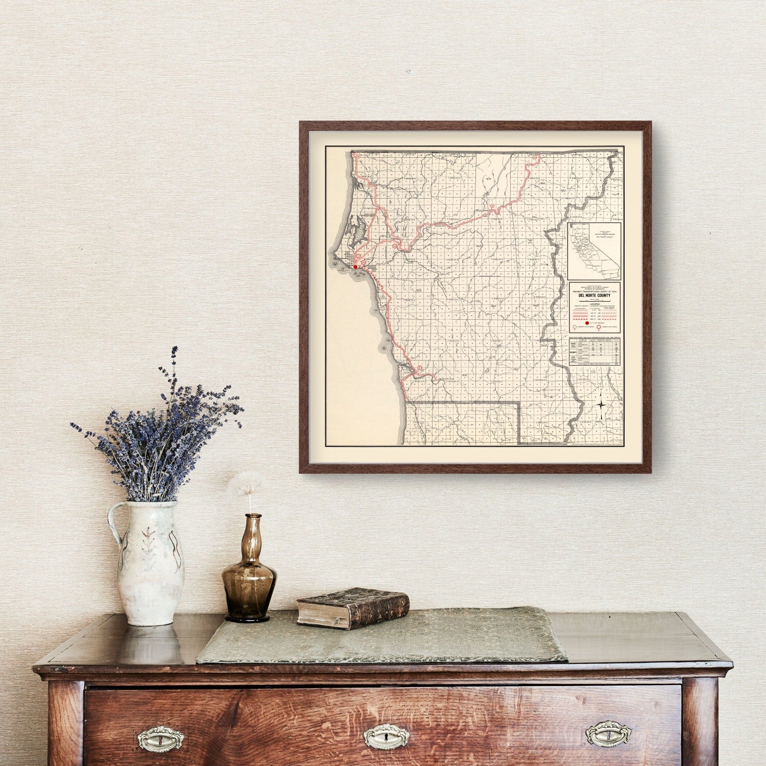 Vintage Map of Del Norte County, California 1935
