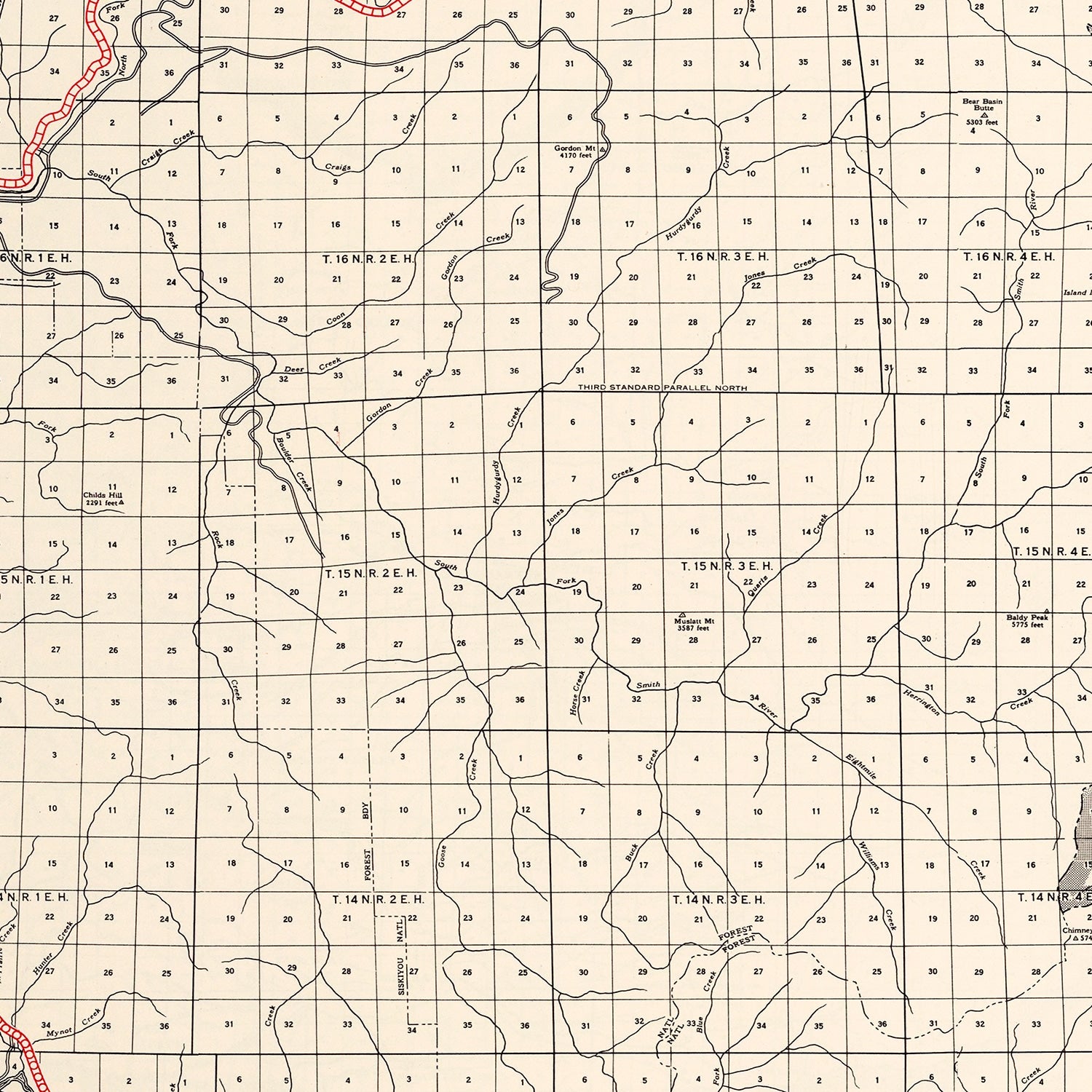 Vintage Map of Del Norte County, California 1935