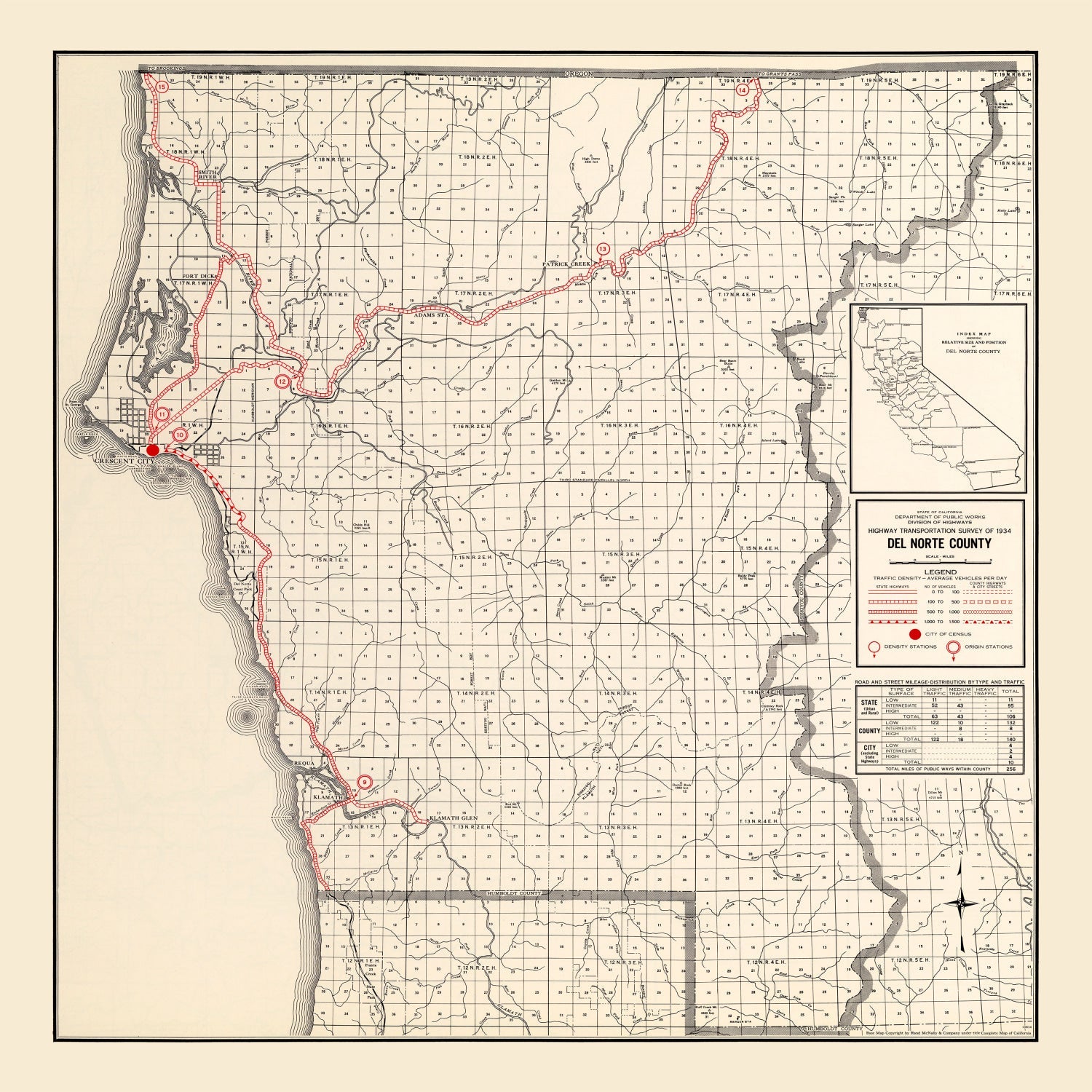 Vintage Map of Del Norte County, California 1935