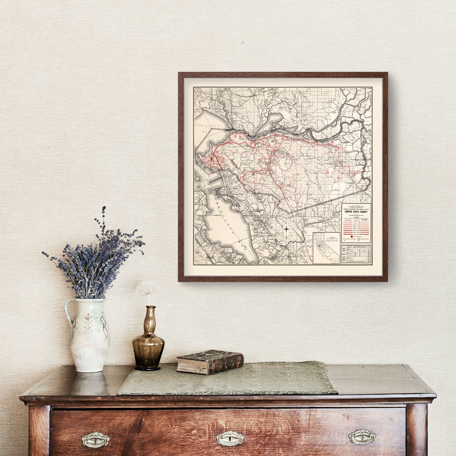 Vintage Map of Contra Costa County, California 1935