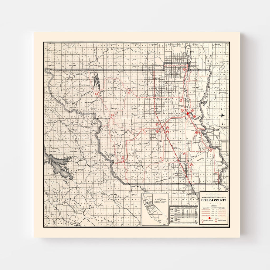 Vintage Map of Colusa County, California 1935
