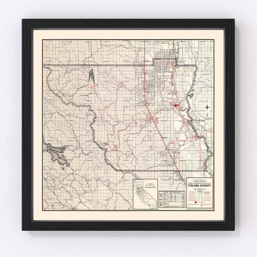 Vintage Map of Colusa County, California 1935