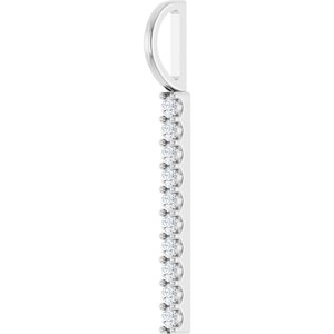 Sterling Silver 1/6 CTW Natural Diamond Bar Charm/Pendant