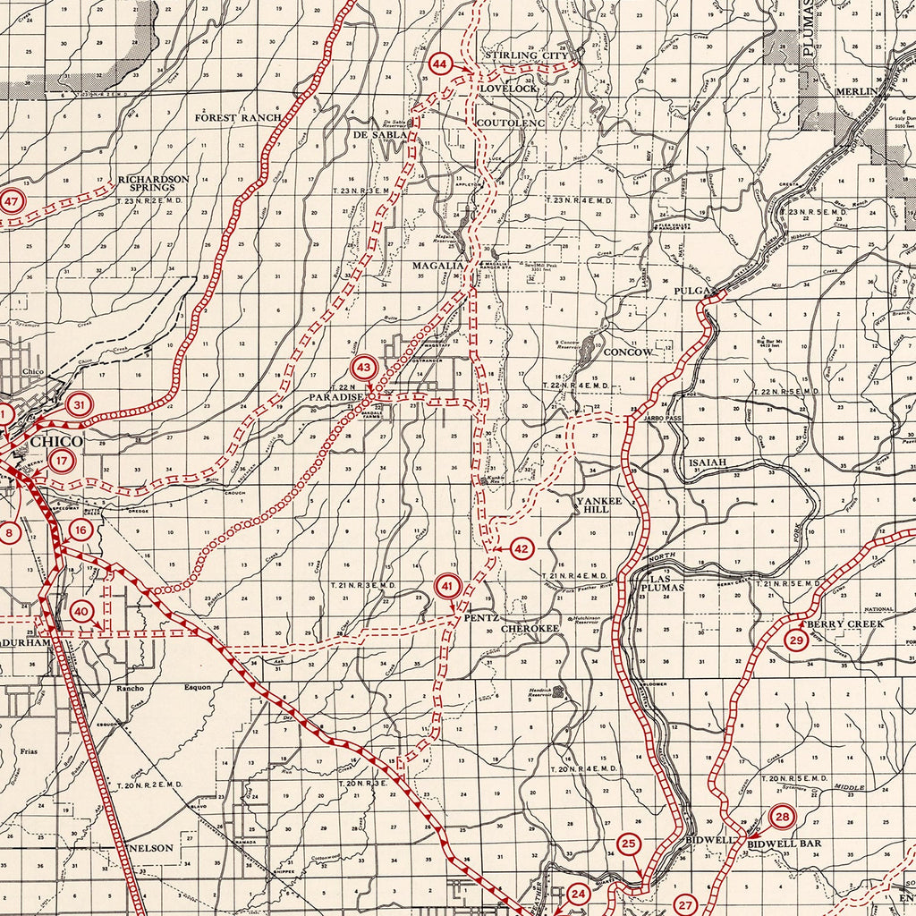 Vintage Map of Butte County, California 1935