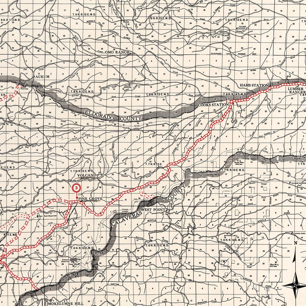 Vintage Map of Amador County, California 1935