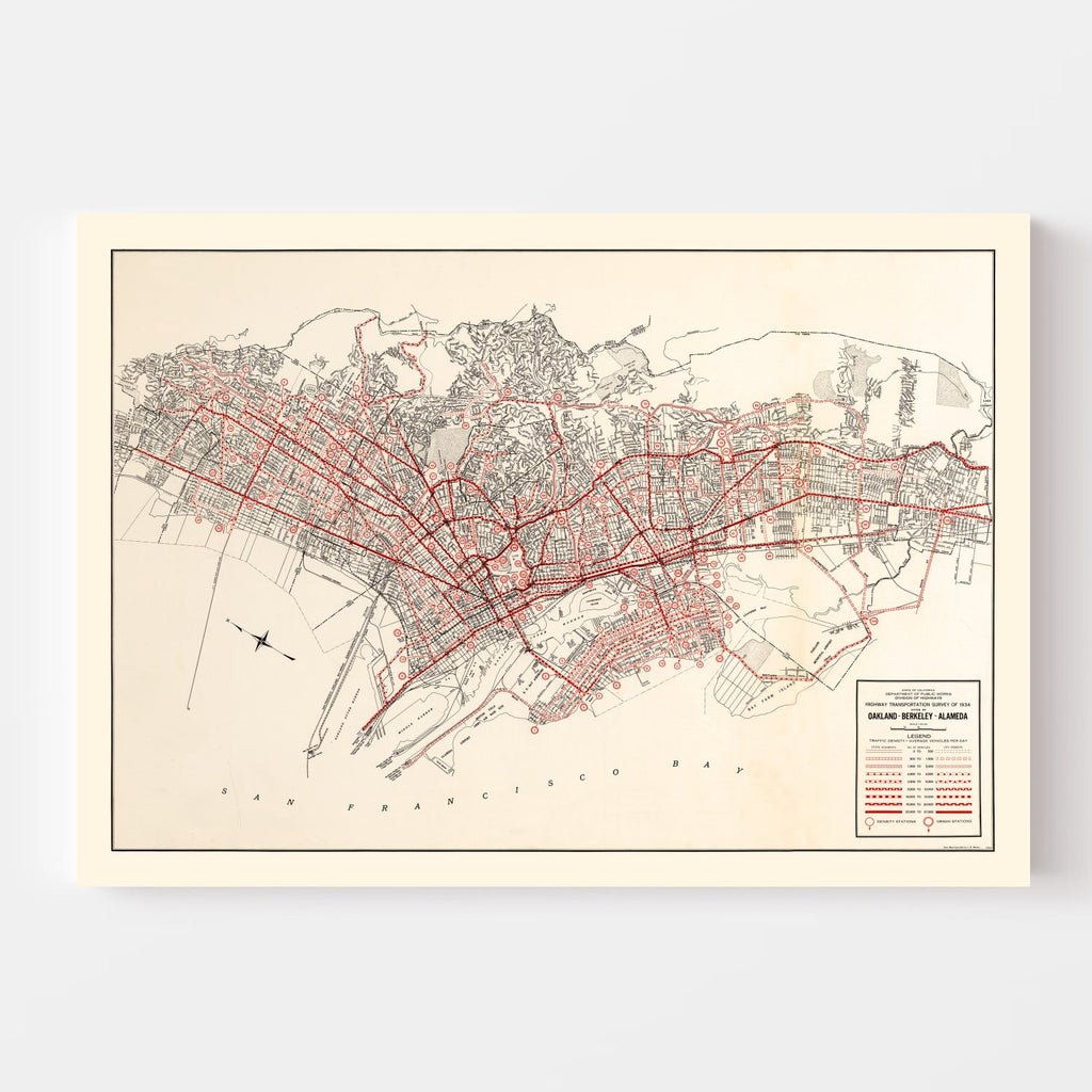 Vintage Map of Oakland, California 1935